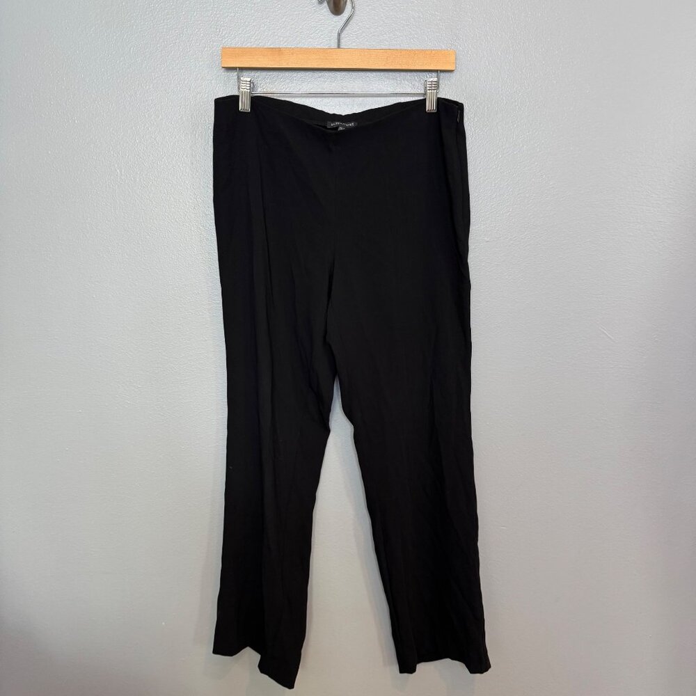 EILEEN FISHER side zip recycled polyester trousers in black size 8